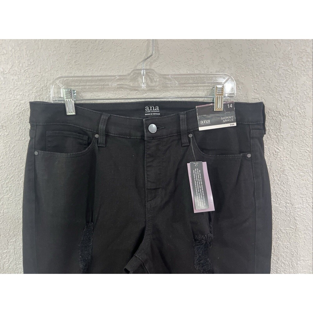 A.N.A BLACK JEAN DENIM Distressed WOMENS SIZE  14